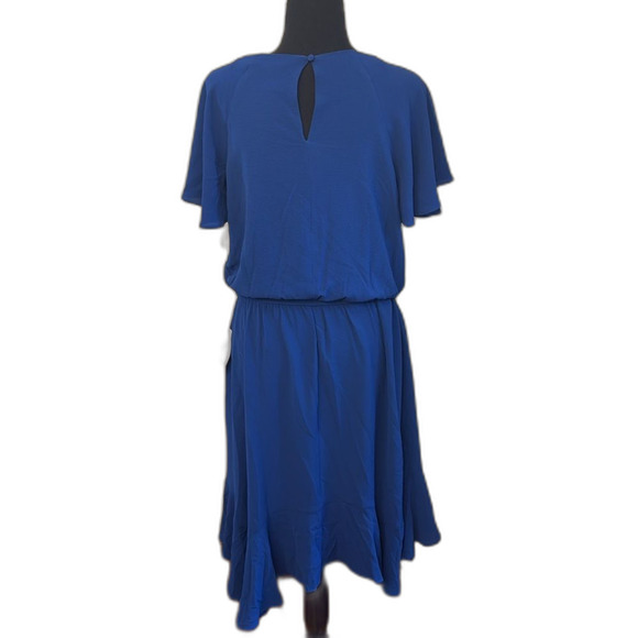 London Times Pleated Keyhole Jewel Neck Elastic Waist Dress. Size 12 NWT - Picture 6 of 12